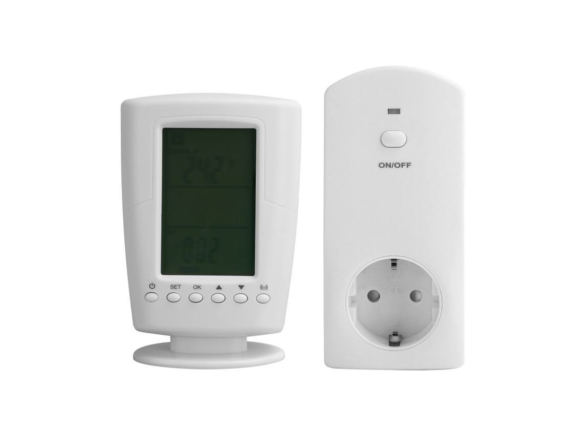 2026dn termostato Programável com Controle Remoto Sem Fio, Tomada Lcd, 230v 16a 3680w, Branco