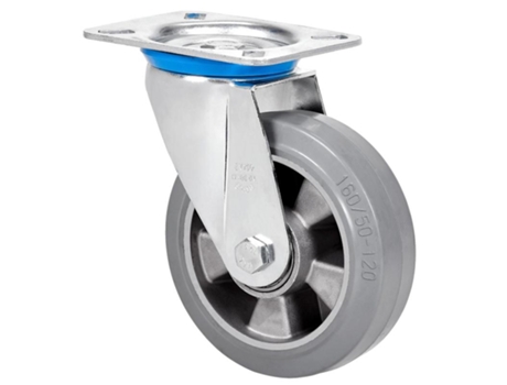 Rueda giratora placa 10zv200-degb aluminio-goma gris elastica eje bolas ALEX