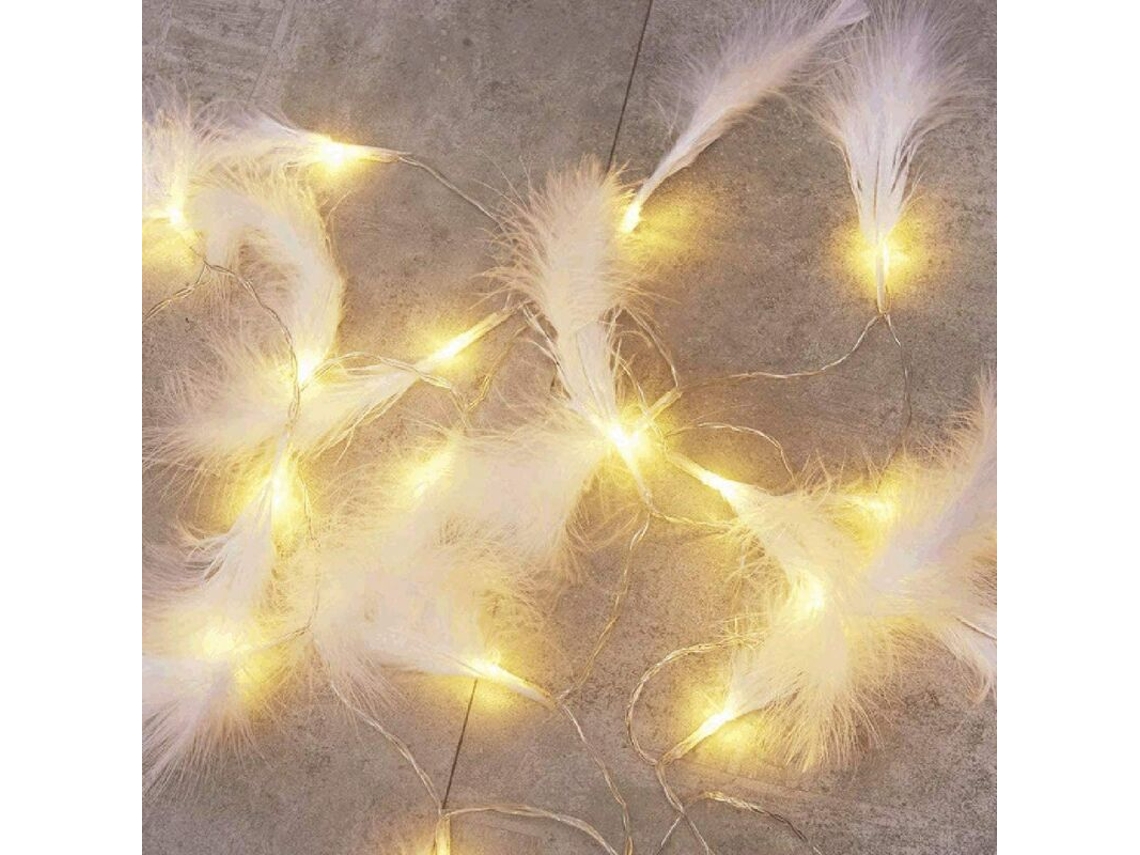 Lámpara De Hadas Con Plumas Artificiales, Luz Blanca Cálida, Lámpara De Hadas Decorativa Para Interiores Y Exteriores, 3 M, 20 Led (blanco)