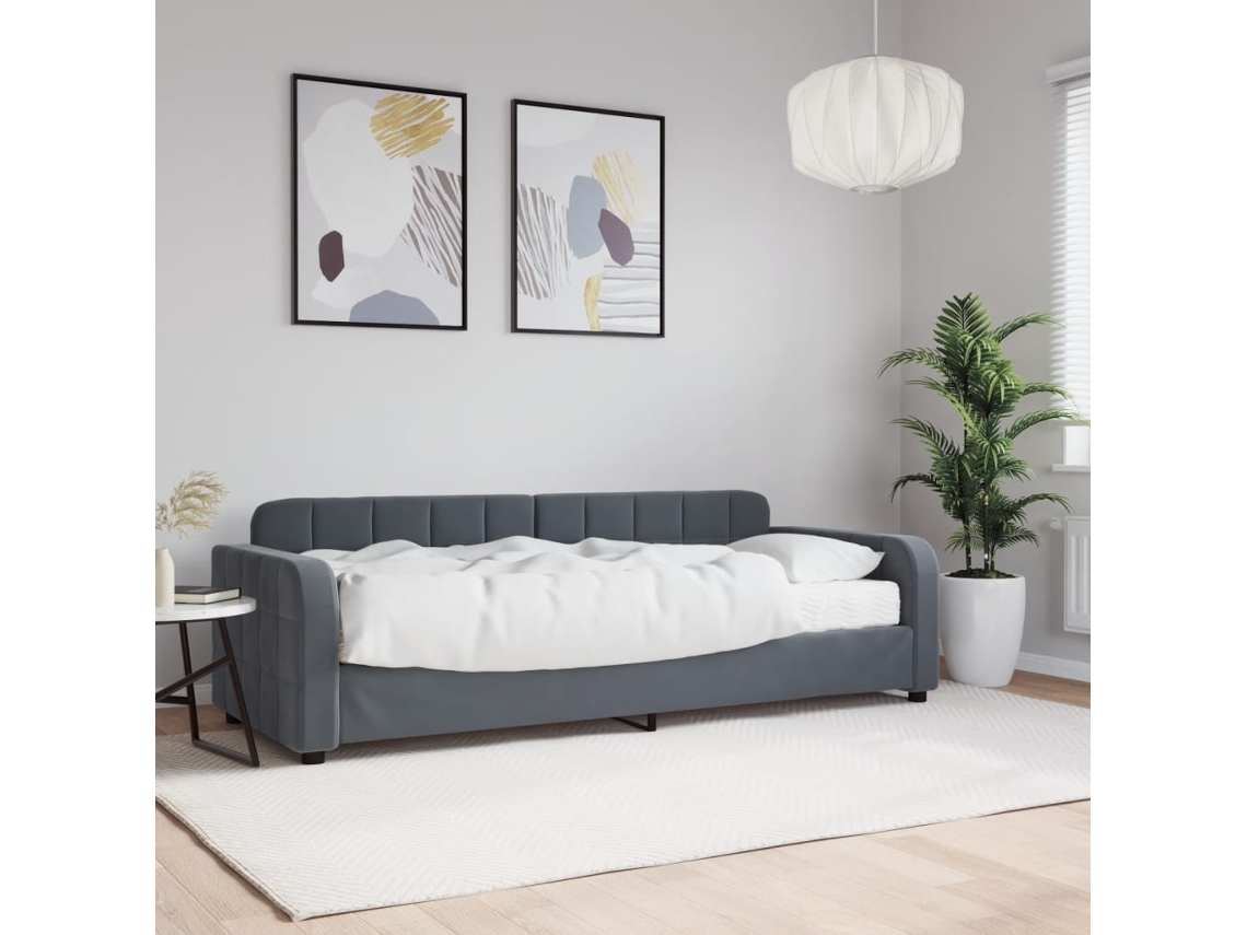 Sofá Cama Con Colchón Terciopelo Gris Oscuro 80x200 Cm