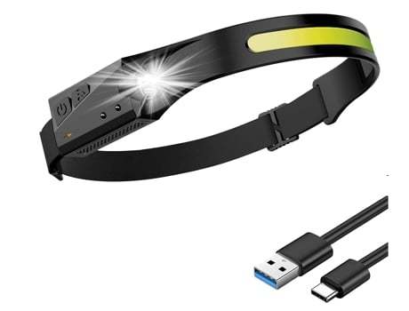 Linterna frontal LED para correr, linterna frontal con sensor de movimiento, linterna frontal ligera resistente al agua (negro) CHRONUS