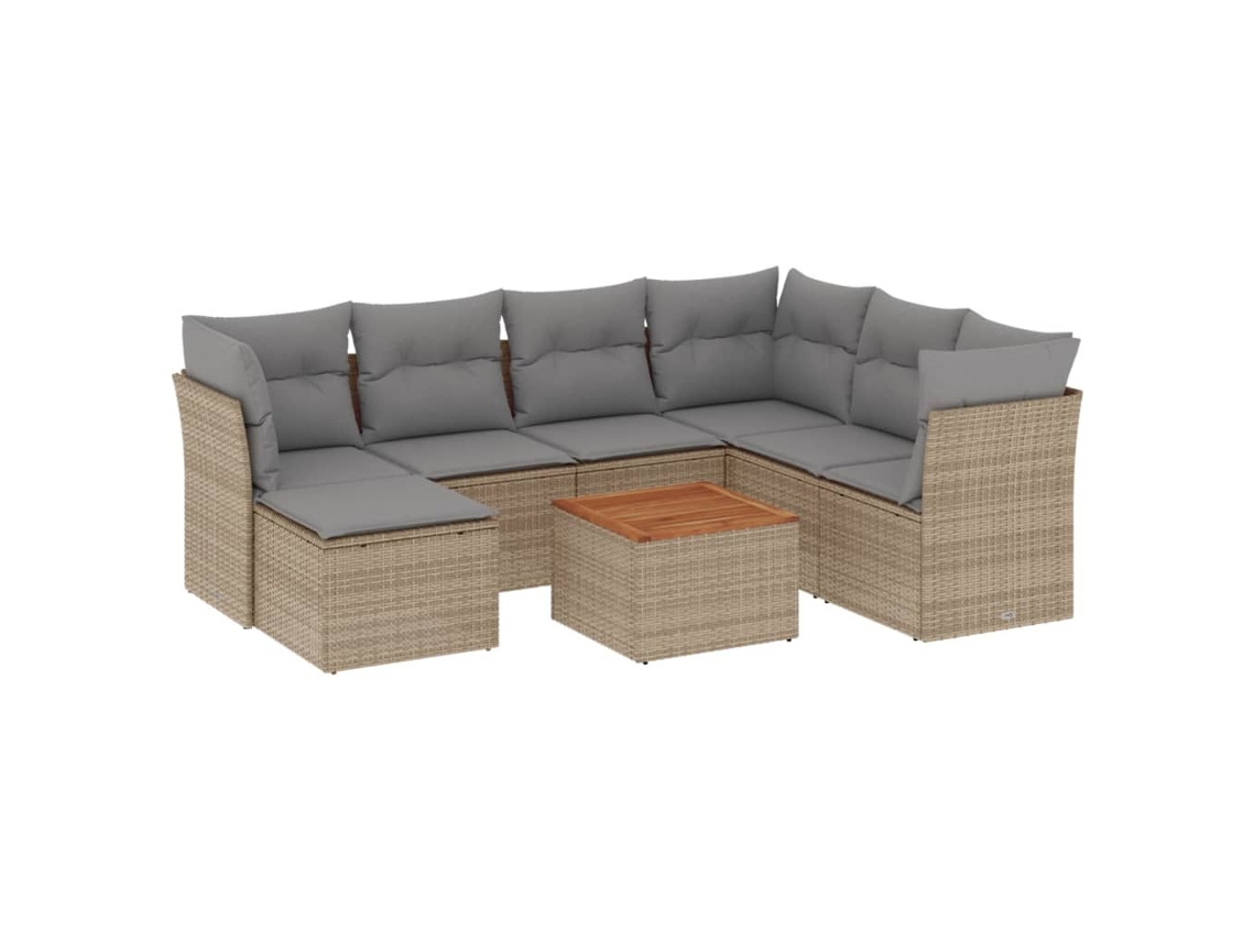 Maison Exclusive - Juego De Sofás Jardín Con Cojines Beige Mezcla 8 Pzas Ratán Pe
