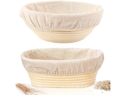 Kit De 2 Cestas De Fermentación Para Pan De Masa Madre Natural - Redonda De 23 Cm Y Ovalada De 25 Cm - Rotim Natural - Tommy01