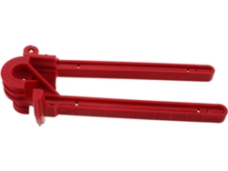 Herramienta manual con mango ergonómico para doblar tubos, con 4 ranuras de doblado, fabricada en acero inoxidable y plástico.