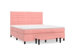 Cama Con Somier VIDAXL Rosa Terciopelo (180x200 cm)