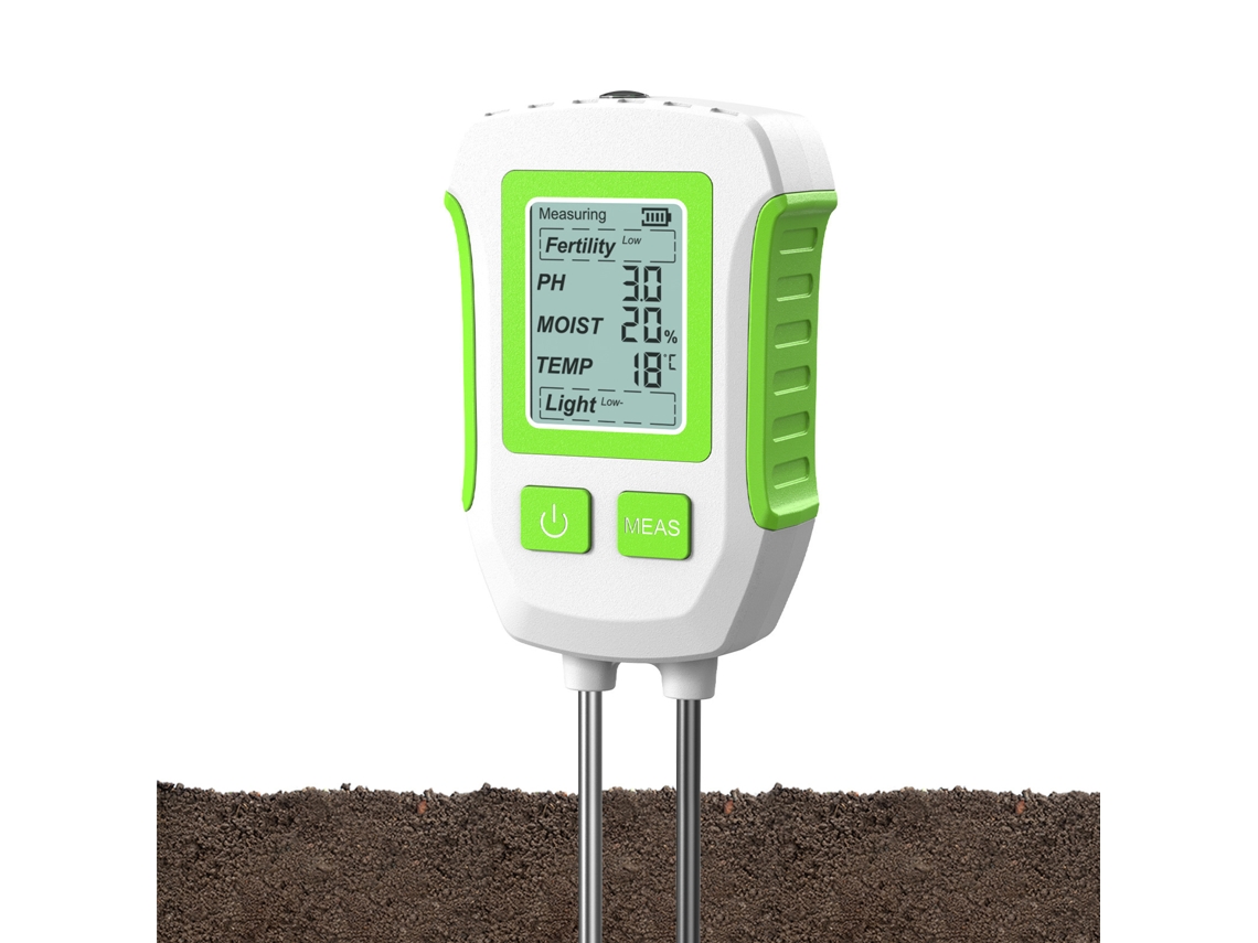 Medidor De Suelo Portátil 5 En 1: Humedad, Ph, Fertilidad, Temperatura Y Luz Solar – Para Jardinería Y Plantas En Maceta – Preciso Y Fácil De Usar.