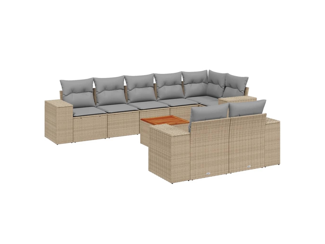 Conjunto de 9 sofás de jardín con cojines de mimbre beige MAISON EXCLUSIVE (90x200 cm)