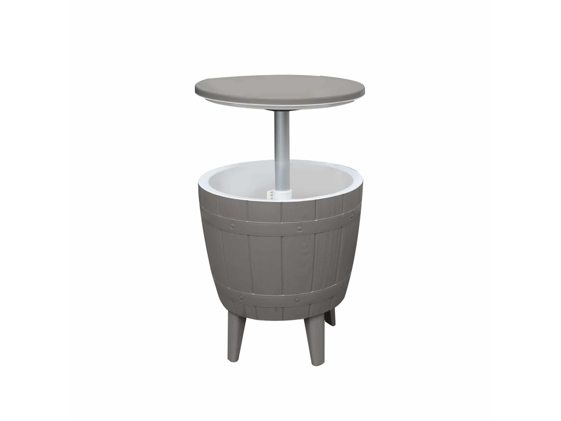 Mesa Nevera Para Jardín De Resina Cosmopolitan Beige Gardiun Capacidad 37 L 48,5x48,5x57/82 Cm Función 3 En 1 Mesita, Nevera Y Asiento Gris