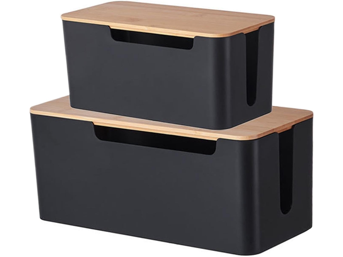 Caja Organizadora De Cables | Tapa De Almacenamiento Con Tapa De Madera