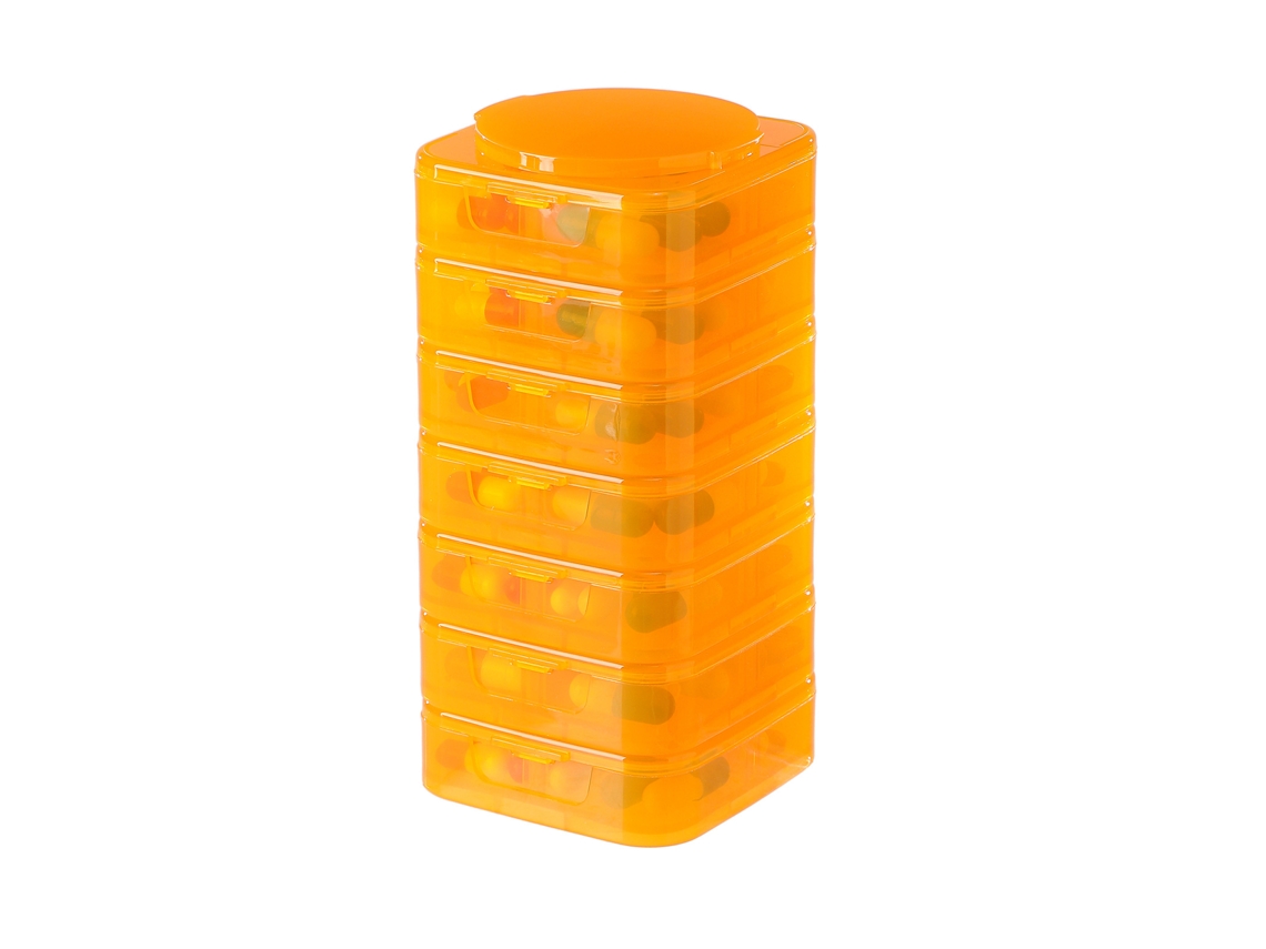 Organizador de pastillas semanal apilable y desmontable CHRUI de 7 días, libre de BPA (naranja)