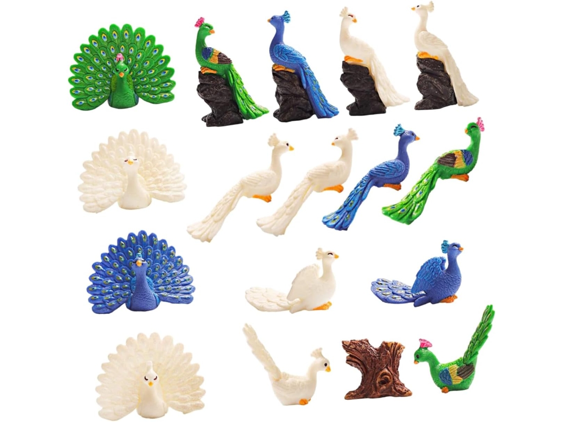 1 Juego Adornos Pavo Real, Figuritas Miniatura Resina Para Decoración Jardín,