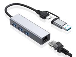 Adaptador USB a Ethernet, concentrador USB 3.0 con 1 puerto Ethernet Gigabit RJ45 Adaptador de red USB con adaptador USB C para computadora BISBISOUS