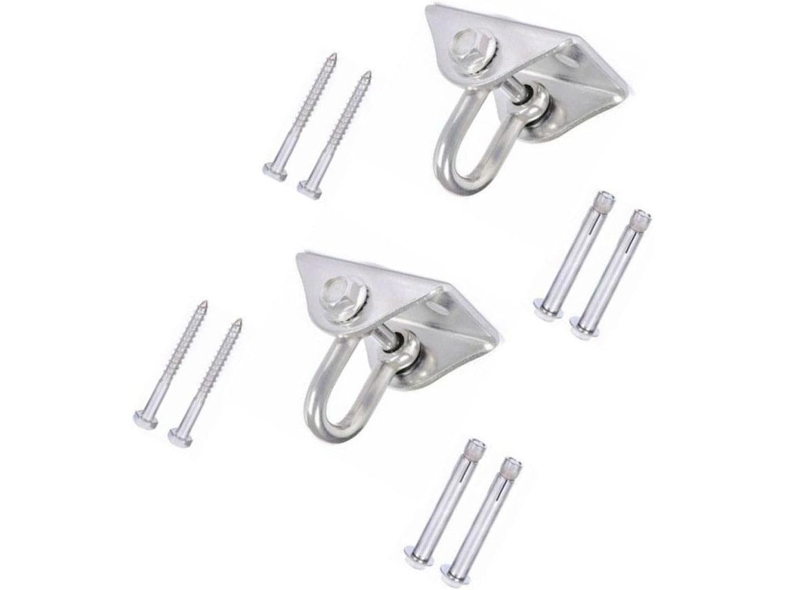 Ganchos Dobles Inoomp De Acero Inoxidable 304, 2 Piezas. Soporte Giratorio Para Hamaca Con Clavos De Montaje Para