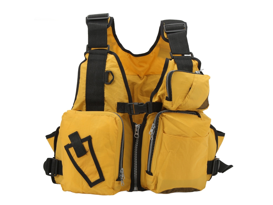 2026rebe-chaleco De Pesca Mesh Amarillo Talla Única Con Múltiples Bolsillos Para Hombre Y Mujer Mochila Pesquera Exterior