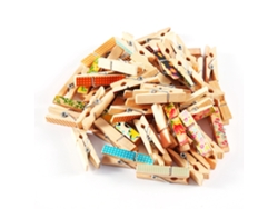 50 Pinzas De Madera Mini Bonitas Pintadas Para Papel Fotos Ropa Manualidades (3.5*0.7cm)