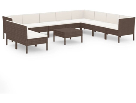 Conjunto 11 muebles de jardín VIDAXL y cojines ratán sintético marrón