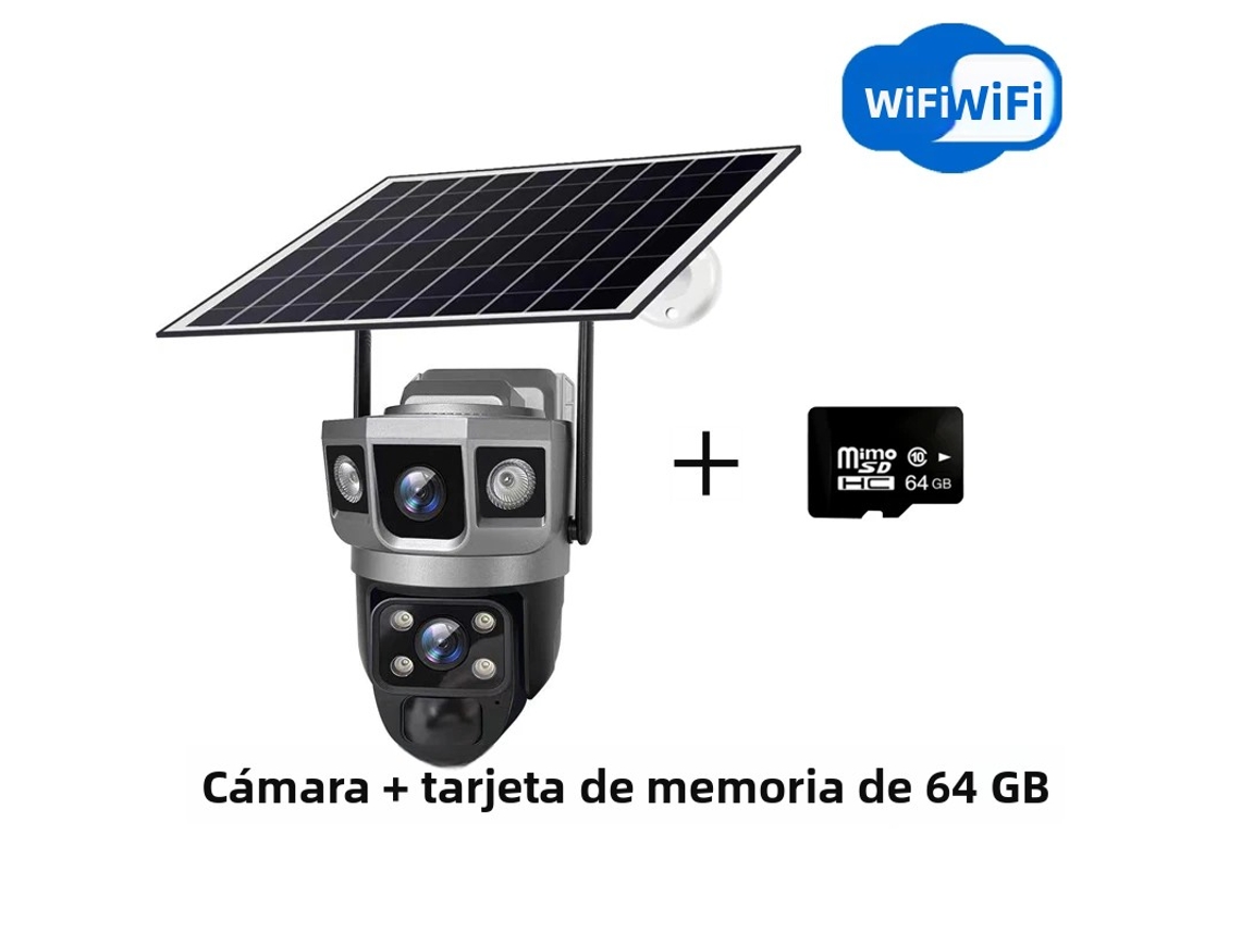Câmera de Vigilância Externa com Wi fi, Lente Dupla, Tela Tripla, 12mp e Zoom de 10x, Alimentada por Energia Solar. MDUG (64g)