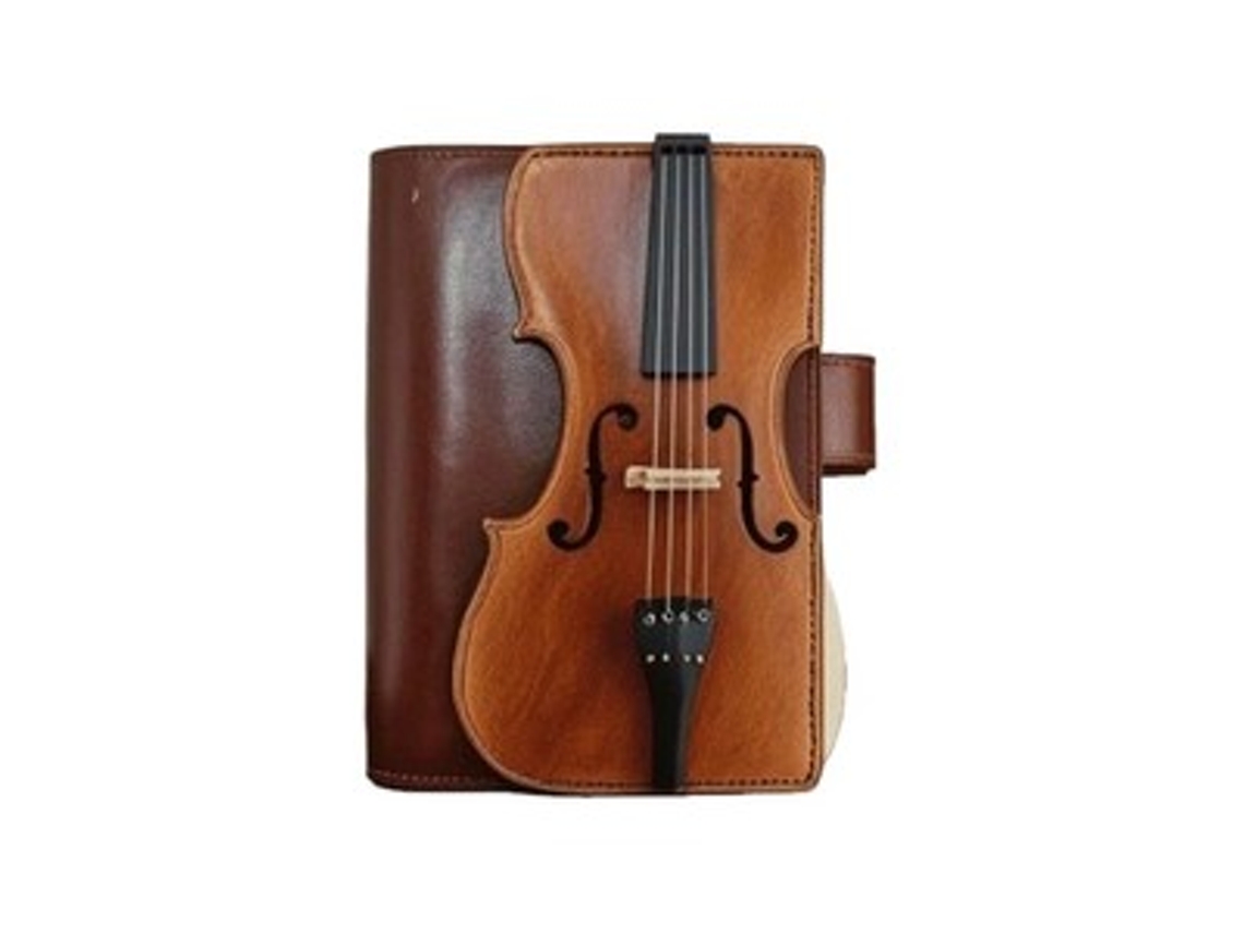 Libreta retro, diario, bloc de notas, estilo vintage, diseño de violín en 3D, piel sintética, regalo Zeuxo