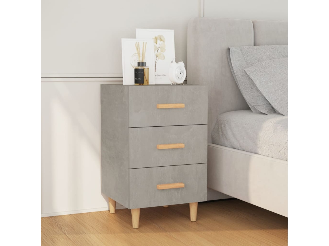 Mesa de Cabeceira LOVELY HOME Mesinha 40X40X66 Cm Derivados Madeira Cinza Cimento