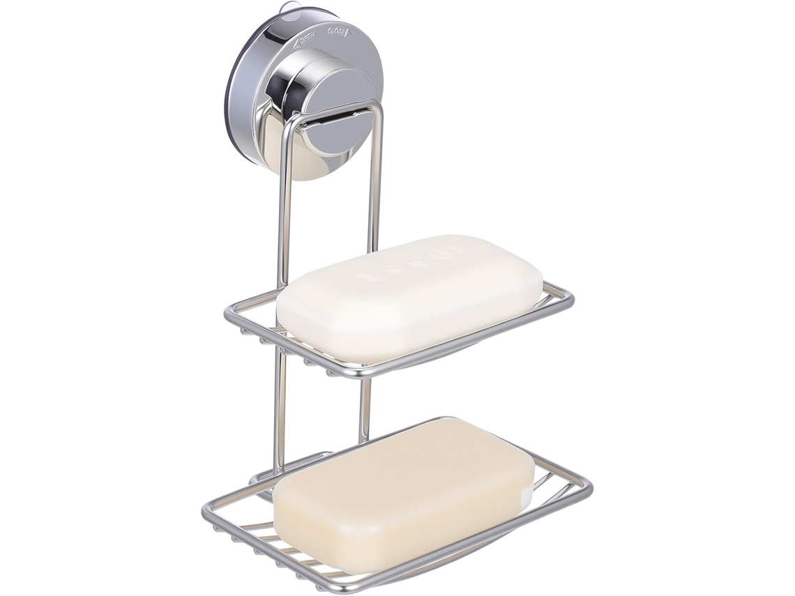 Organizador adhesivo para puertas de armarios de cocina y baño, kit de 2 piezas en ABS, estante compacto.