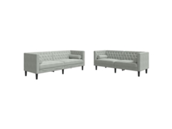 Maison Exclusive - Set Sofás Chesterfield Con Cojines 2 Pzas Terciopelo Gris Claro