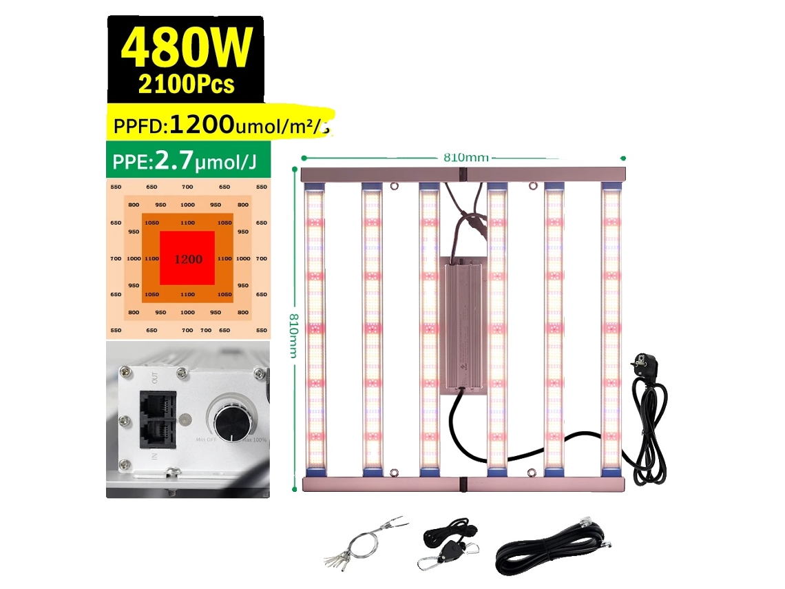 Lámpara de cultivo, regulable, diseño compacto, 480 W, EU-B