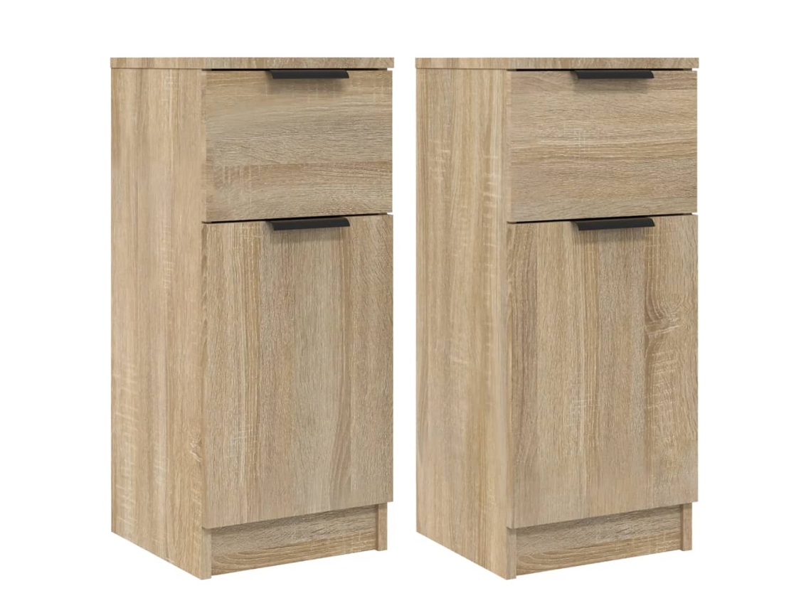 Juego de 2 aparadores de madera de roble procesado Sonoma MAISON EXCLUSIVE 30x30x70 cm