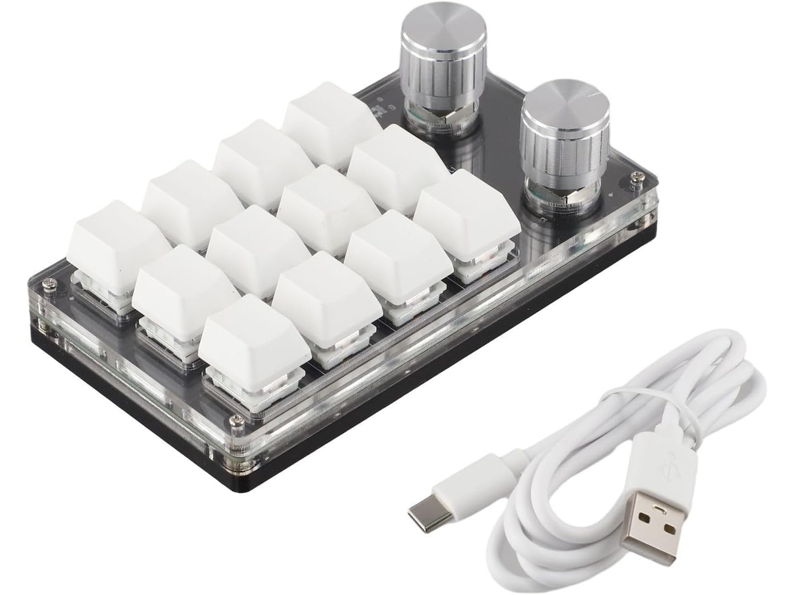 Teclado Mecánico Programable Con 12 Teclas Y 2 Botones, Usb Play Para Windows, Macos Y Linux.