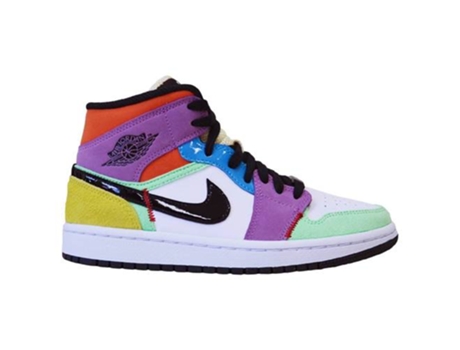 Botines NIKE Air Jordan 1 Mid Morado, Blanco (Tam: 38.5 eu)