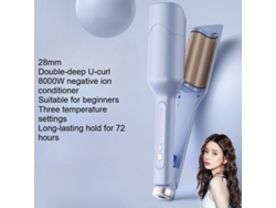 Rizador de pelo Deep U Egg Curl de 28 mm, color azul cielo europeo, 220 V, Chennnls