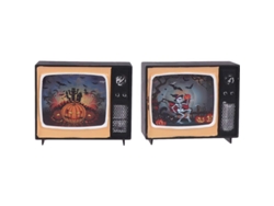 Decoración De Halloween Para Mesa Televisor Retro Bar Casa Casa Embrujada 2 Piezas