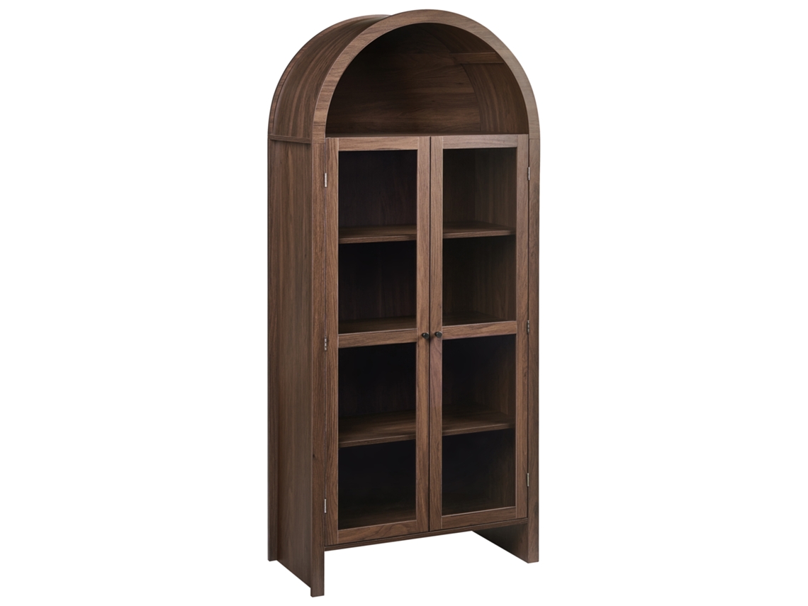 Móvel Decorativo Com Frente Em Vidro Beliani Glenwood De Aglomerado De Madeira Castanho 79x40x178