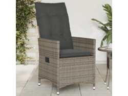 Silla de jardín reclinable gris con cojines DKD Home Decor