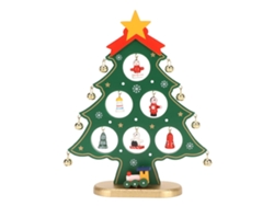 Adornos de mesa de árbol de Navidad de madera mini verde