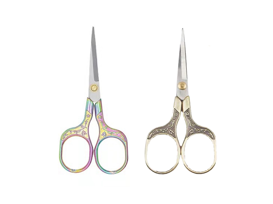 Tijeras de precisión Vintage pequeñas, 2 uds., para recortar el cabello, Barba, para bordado, manualidades y uso diario JEDBESETZT