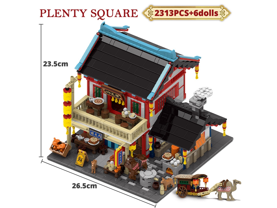 Bloques de construcción y regalos de comedor urbano chino retro MDUG (2313 piezas + 6 figuras)