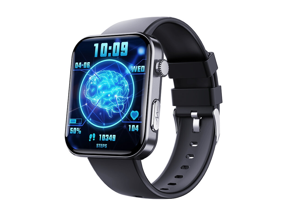 Reloj inteligente F300 de acero negro con pantalla HD de 2,1 pulgadas, ECG y función SOS, modos multideportivos, resistencia al agua IP67 Mdug