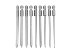 Conjunto de 9 Chaves Phillips Ph1 Ph2 Aço S2 Cabo Hexagonal 1/4 Polegada 100mm