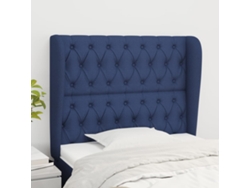Cabecero Con Orejas De Tela Azul 103x23x118/128 Cm