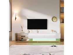 Mueble Tv Led Blanco Madera Cristal Estilo Rústico Moderno Salón