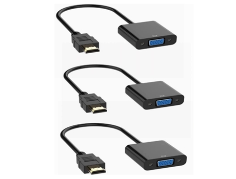 Adaptador Hdmi a Vga 3 Piezas 1080P Hdmi Macho a Vga Hembra para Computadora de Escritorio Negro