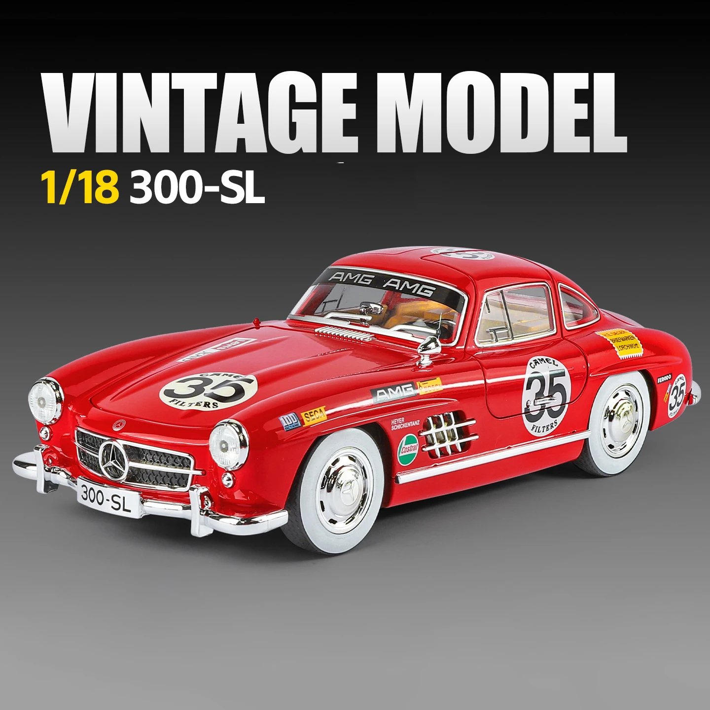 (rojo) Coche De Juguete A Escala 1:18 De Aleación, De Metal Fundido A Presión Con Mecanismo De Retroceso, Sonido Y Luz.