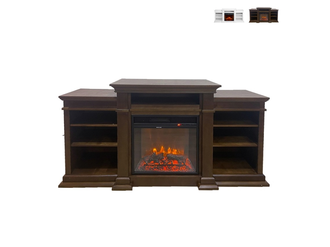 Chimenea Eléctrica de Piso de Madera Blanca W179 X P48 X H85 Biden DIVINA FIRE