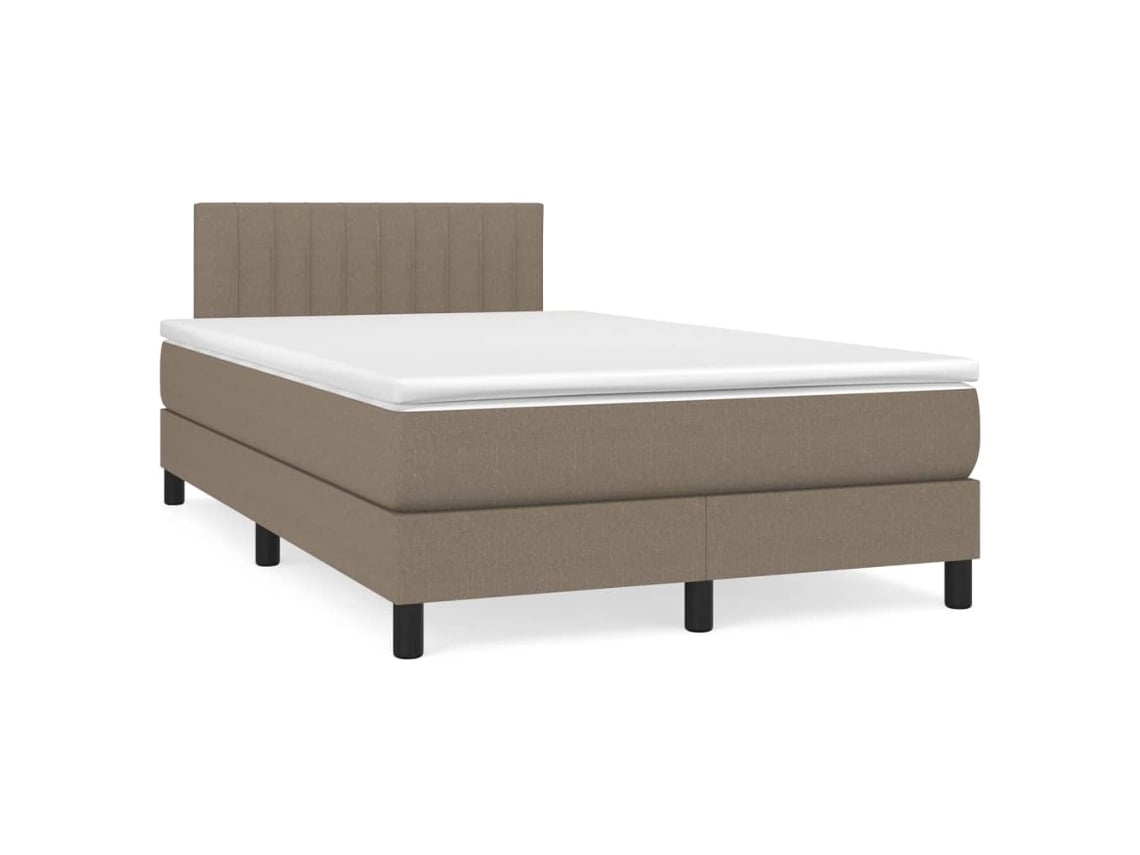 Cama Box Spring Con Colchón Tela Gris Taupe 120x190 Cm