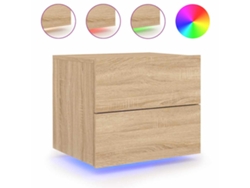 Mesita de noche de pared con luces LED, Roble Sonoma, MAISON EXCLUSIVE