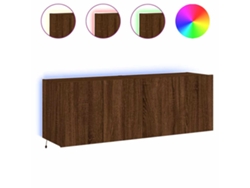 Maison Exclusive - Muebles Tv De Pared Luces Led 2 Uds Marrón Roble 60x35x41 Cm