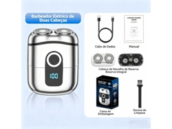 Afeitadora eléctrica magnética portátil compatible con dos cabezales, pantalla digital, repuestos, recargable por USB, ideal para...