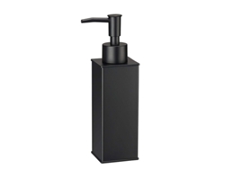 Dispensador de jabón cuadrado Linjou 2026 de acero inoxidable 304, vertical, negro, para baño y cocina, 5x5x18,9 cm