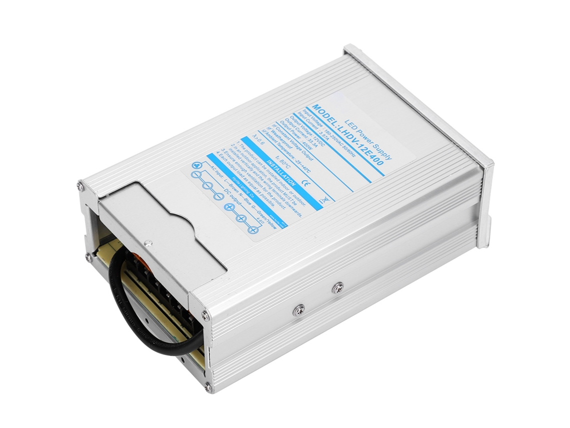 Fuente de alimentación conmutada de aluminio resistente al agua de 400 W para LED (12 V, LHDV 12E400)