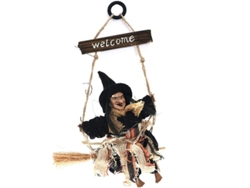 2026-cartel De Bienvenida De Bruja Linjou Para Halloween, Colgante De Puerta Negro